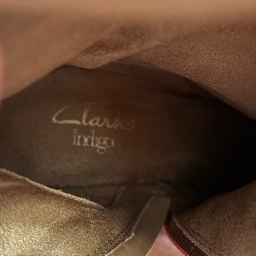Clarks Tall Brown Leather Boots | Stacked Heel | Riding Style | Size 8 - Picture 7 of 10
